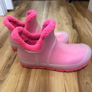 UGG Pink Fuzzy Rain Boots